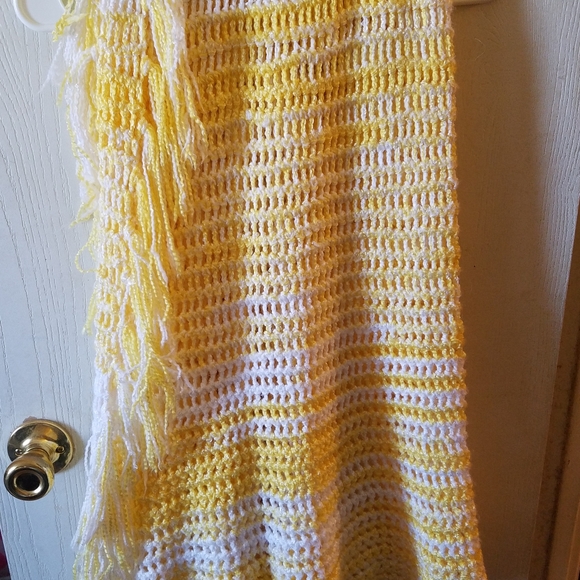Pretty Crocheted Yellow And White Blanket Please